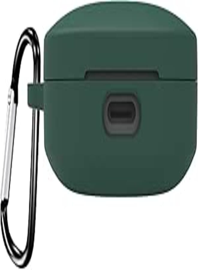 AJM 360 Protection Shockproof Design Soft Rubberised Case with Keychain for Redmi Buds 6 Active (Dark Green)